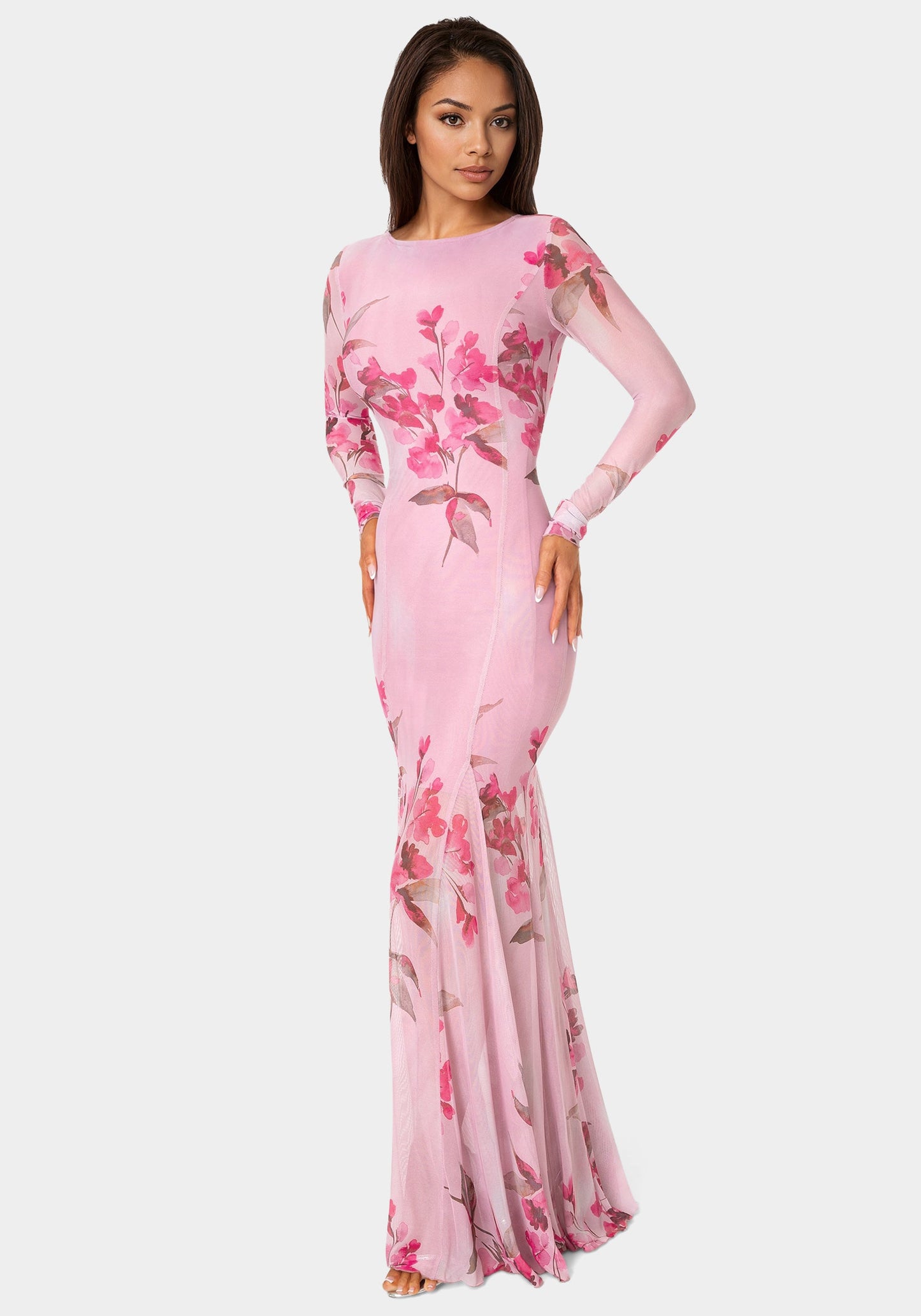 Long Sleeve Powermesh Dress