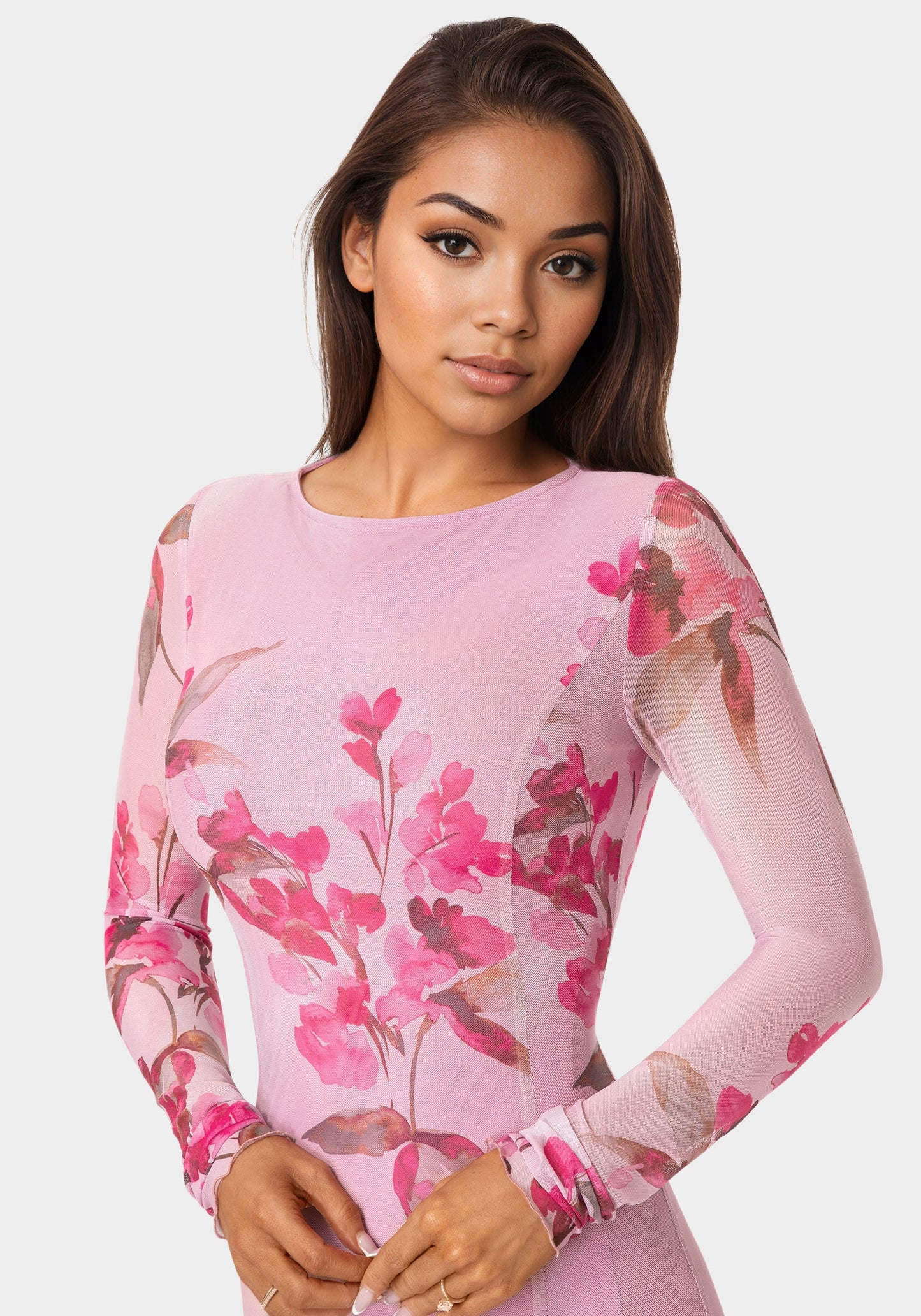 Long Sleeve Powermesh Dress
