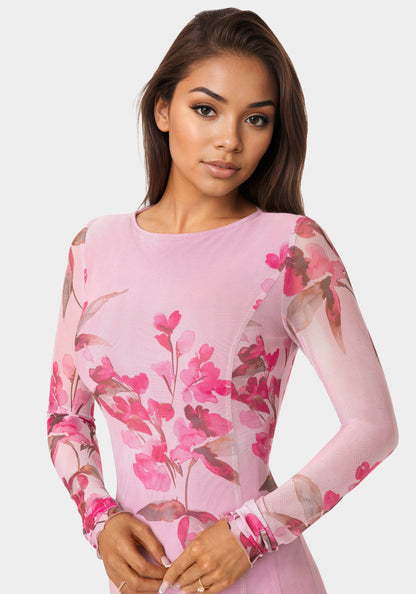 Long Sleeve Powermesh Dress