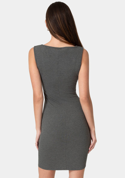 Ribbed Boatneck Mini Dress