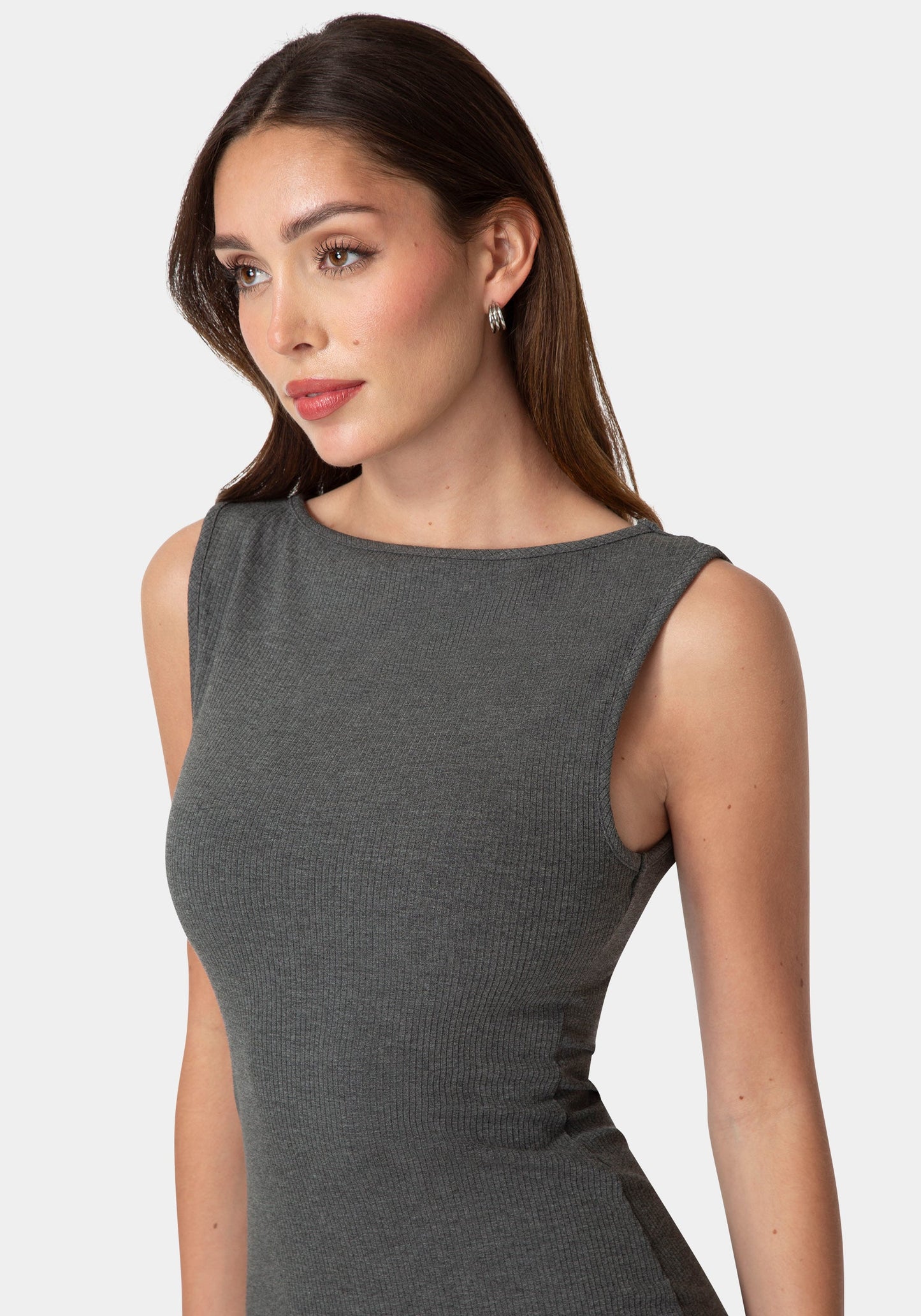 Ribbed Boatneck Mini Dress
