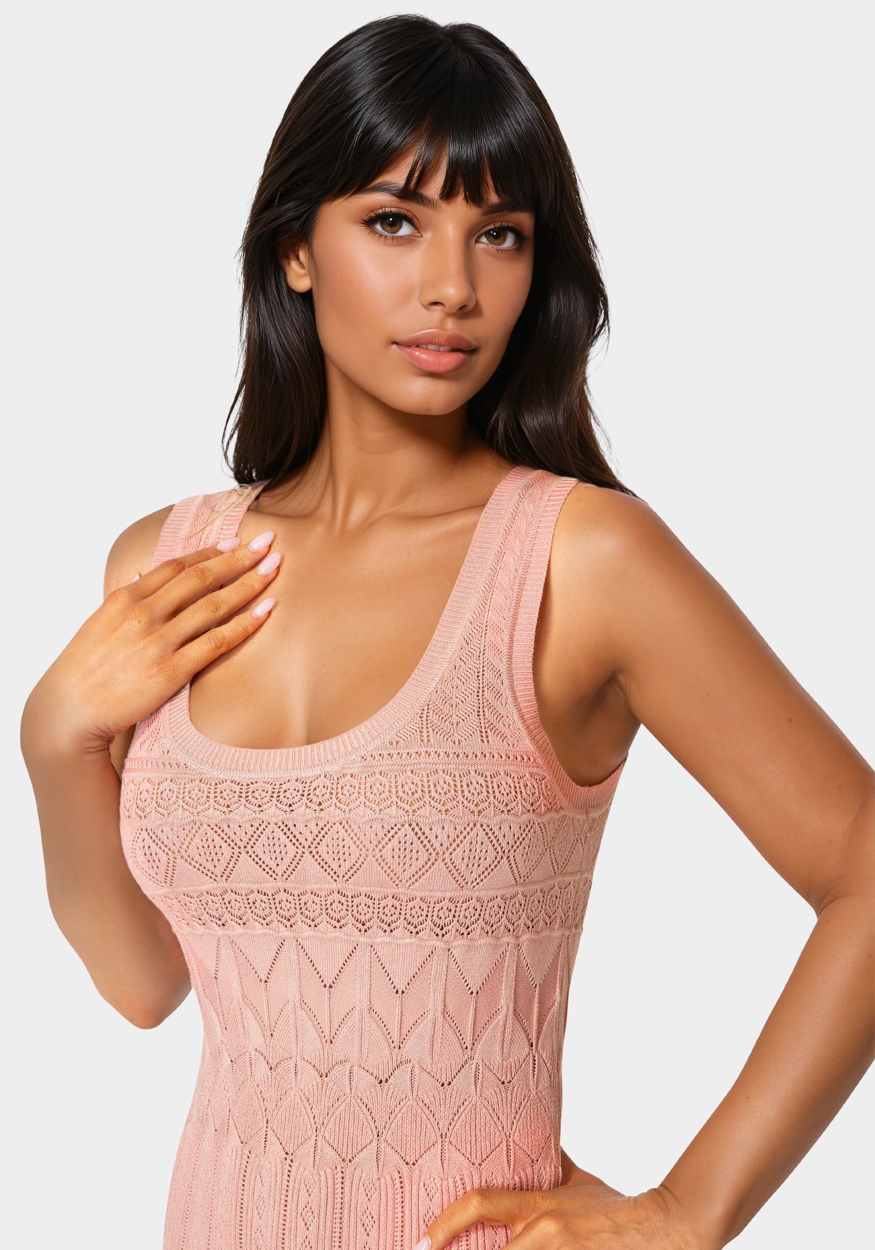 Sleeveless Fit and Flare Pointelle Mini Dress