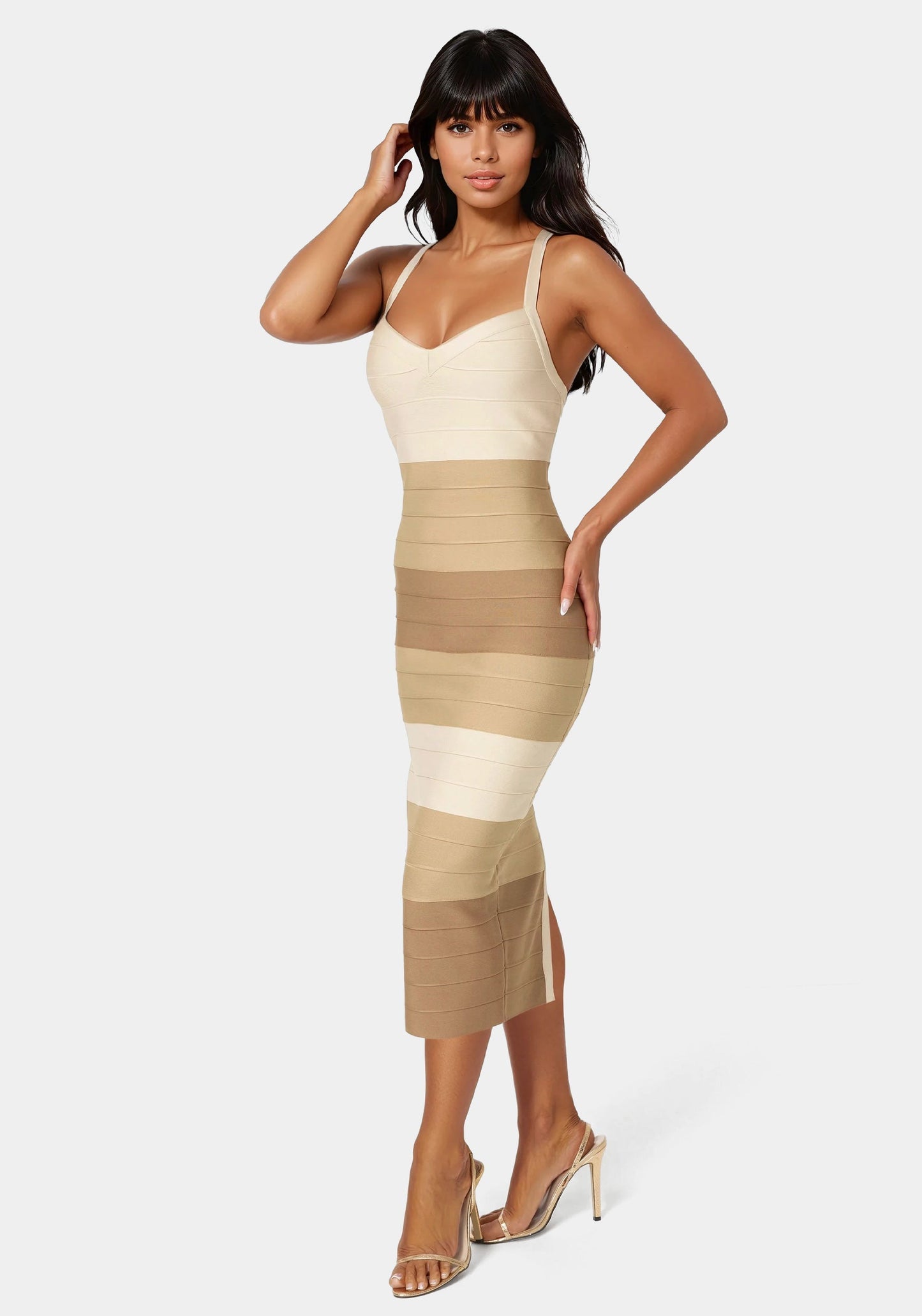 ColorBlock Bandage Midi Dress