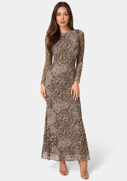 Long Sleeve Mesh Maxi Dress