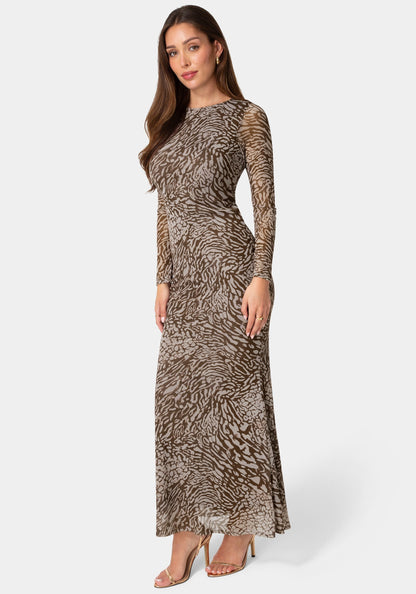 Long Sleeve Mesh Maxi Dress