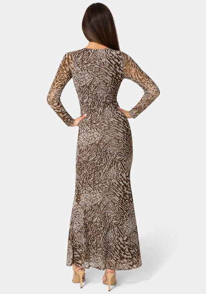 Long Sleeve Mesh Maxi Dress