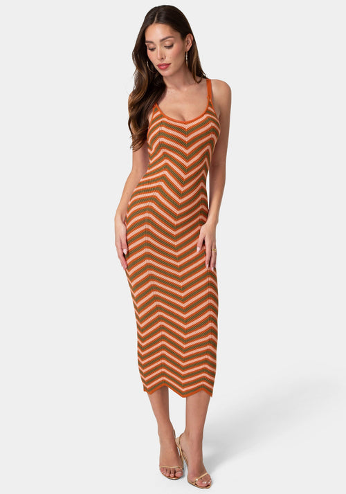 Chevron Crochet Midi Dress