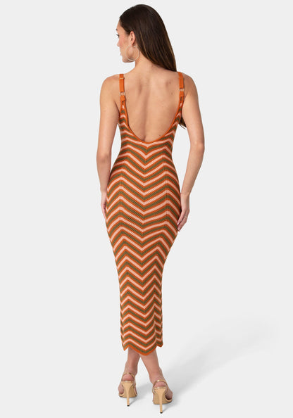 Chevron Crochet Midi Dress