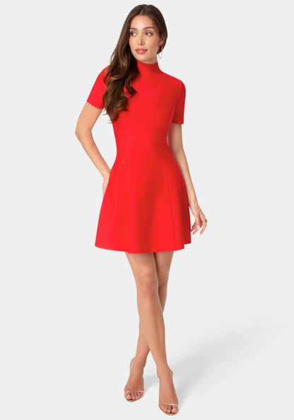 Fit and Flare Short Sleeve Bandage Dress