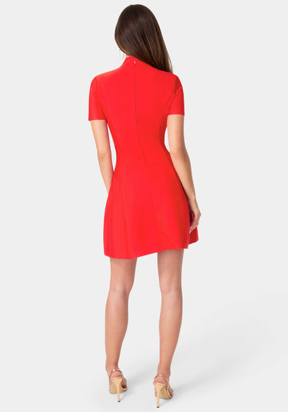 Fit and Flare Short Sleeve Bandage Dress