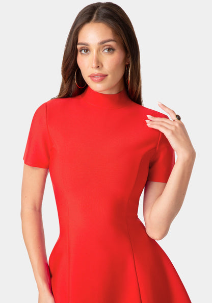 Fit and Flare Short Sleeve Bandage Dress