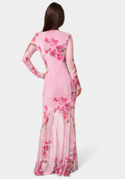 Long Sleeve Powermesh Dress
