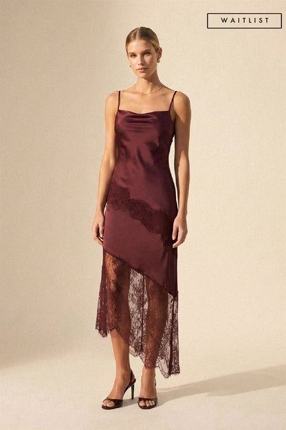 Waitlist 8/16 • Padma Sleeveless Ethereal Lace Midi Dress Burgundy