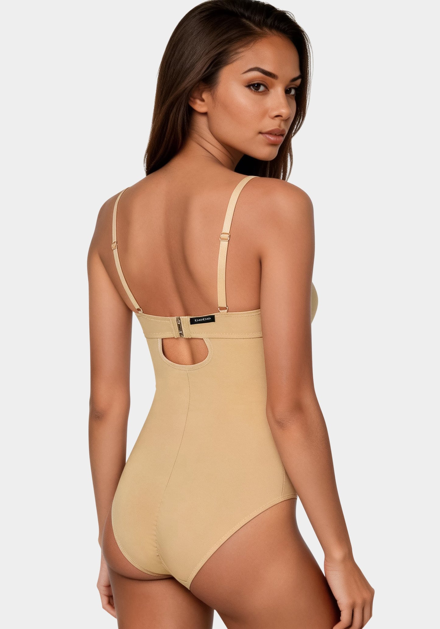 Microfiber and Mesh Detail Shaping Bodysuit