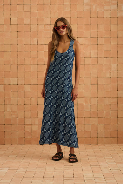 Courtney Dress In Abstract Denim