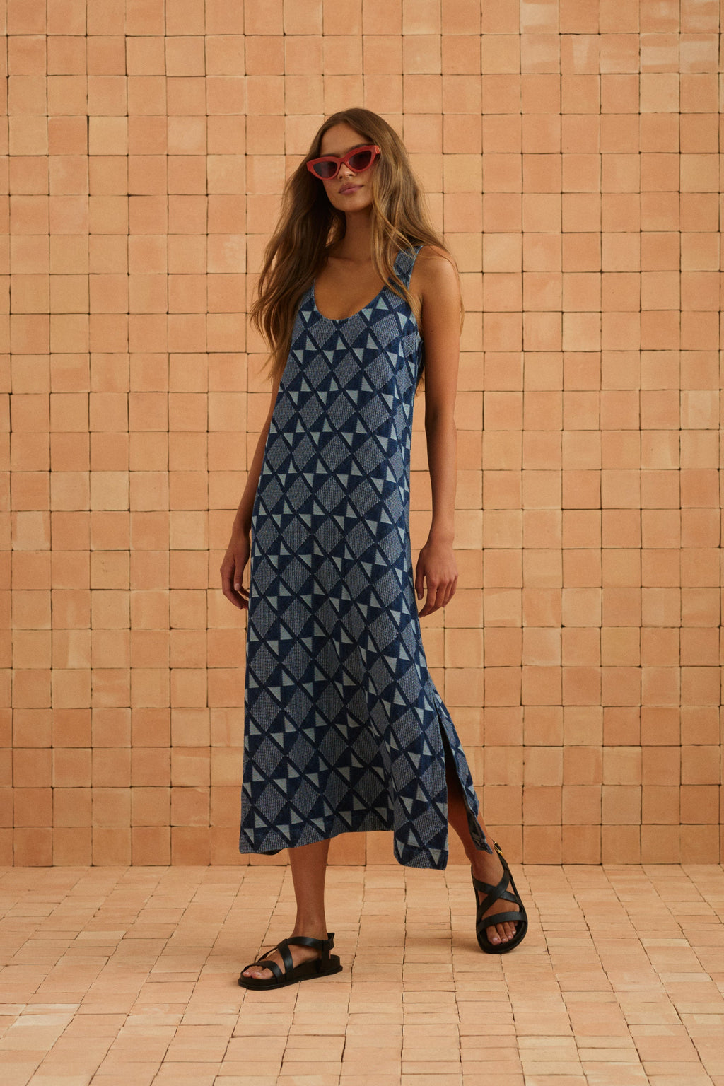 Courtney Dress In Abstract Denim