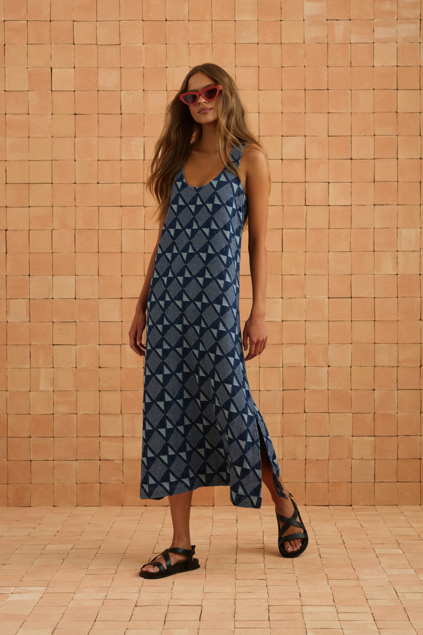 Courtney Dress In Abstract Denim