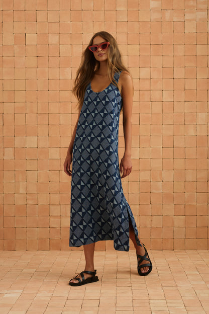 Courtney Dress In Abstract Denim