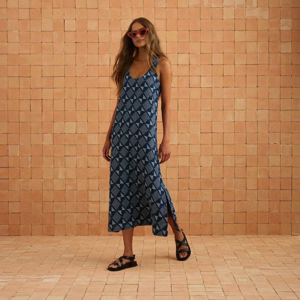 Courtney Dress In Abstract Denim