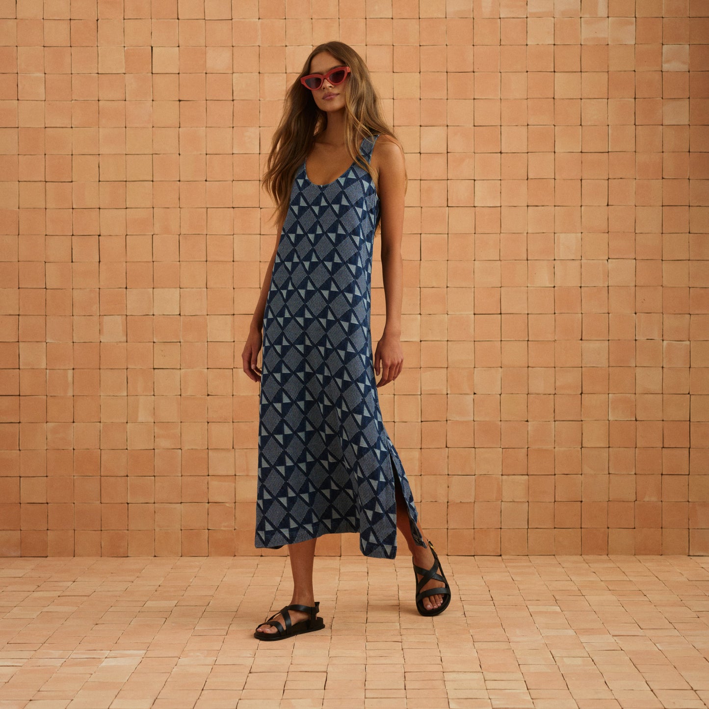 Courtney Dress In Abstract Denim