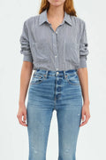 Daze Striped Button Up Top