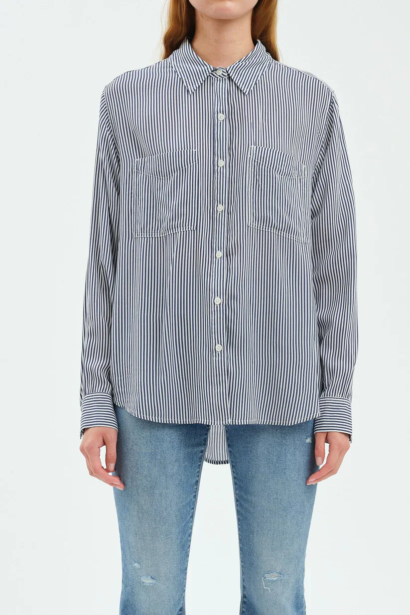 Daze Striped Button Up Top