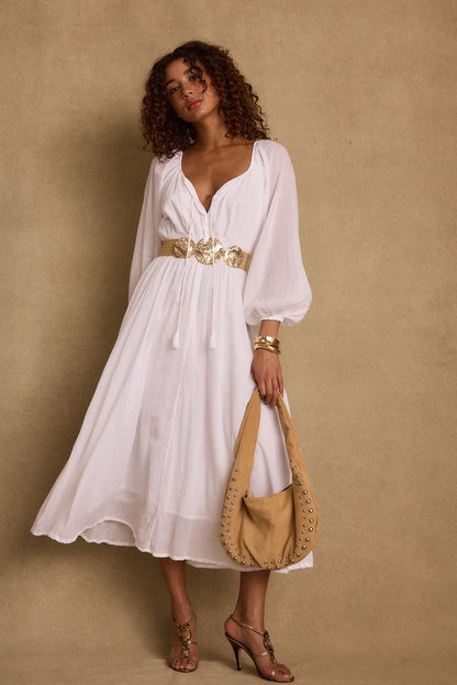 Danika White Linen Maxi Dress