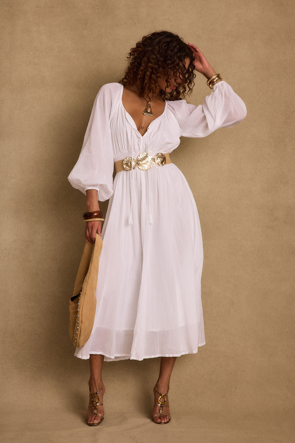 Danika White Linen Maxi Dress