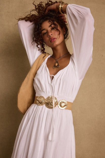 Danika White Linen Maxi Dress