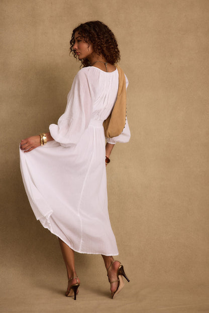 Danika White Linen Maxi Dress