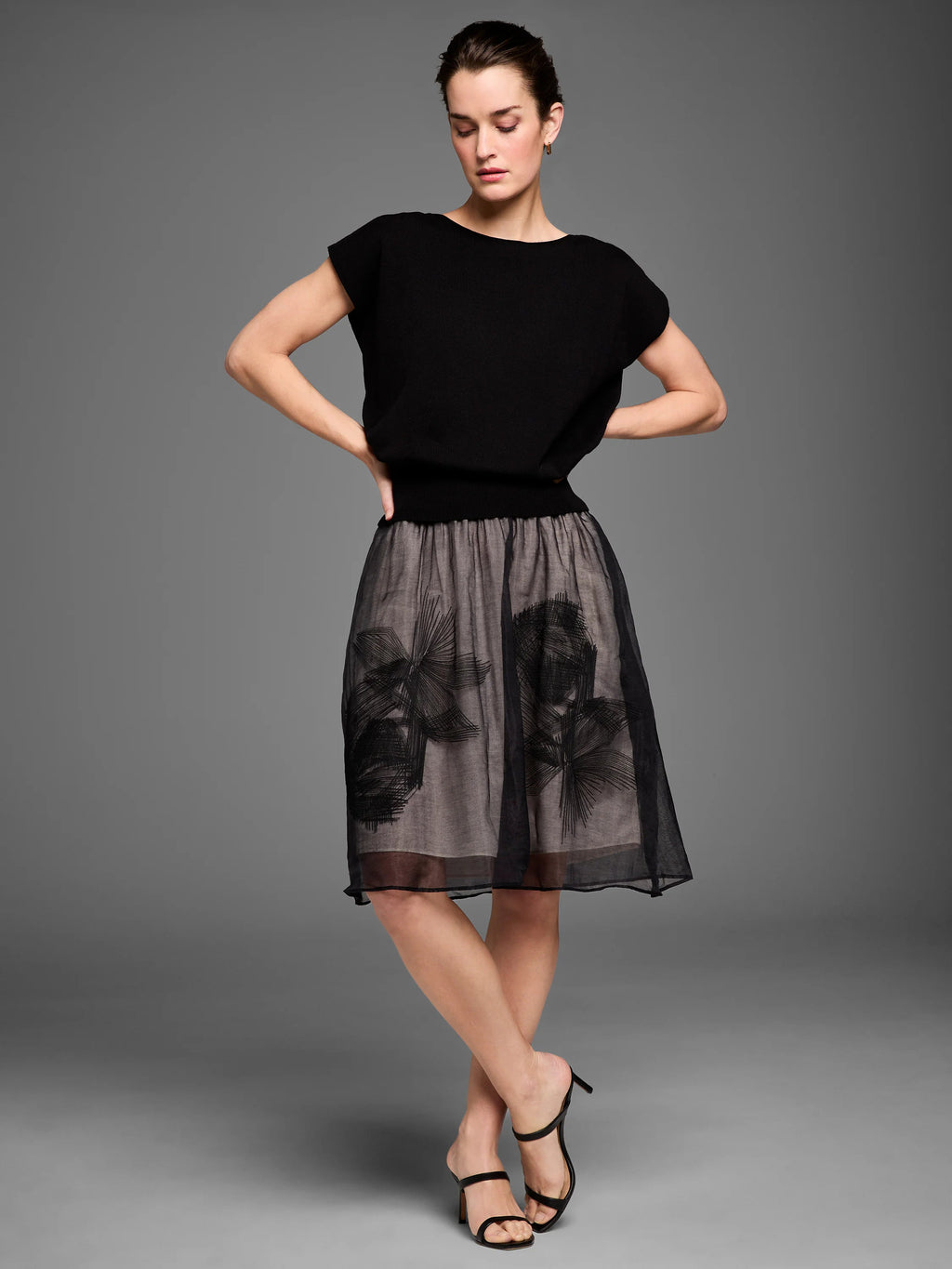 Gold Label Embroidered Mesh Skirt