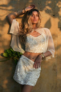 Esme White Sequin Crop Top