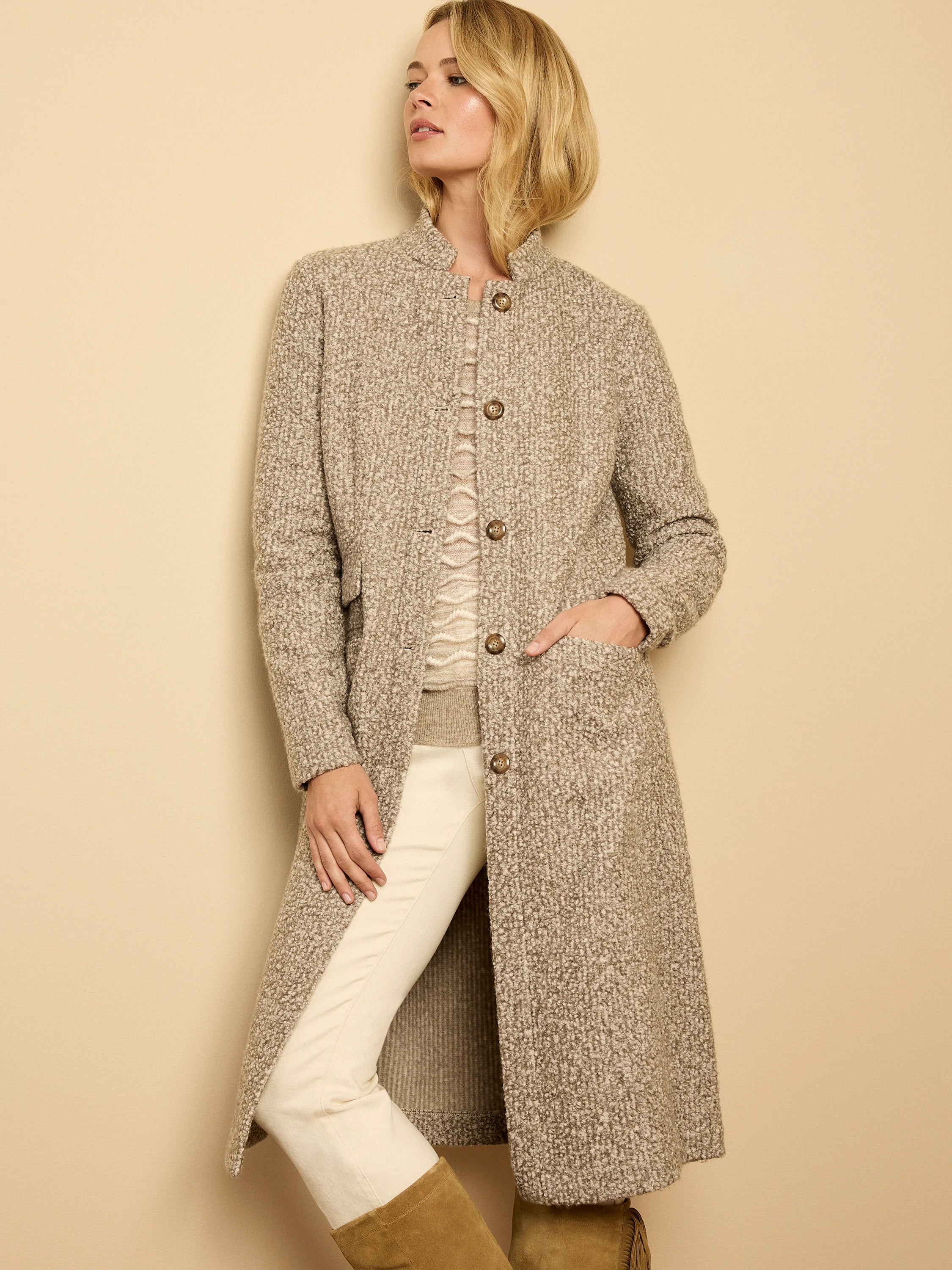 Sherpa Tweed Knit Topcoat