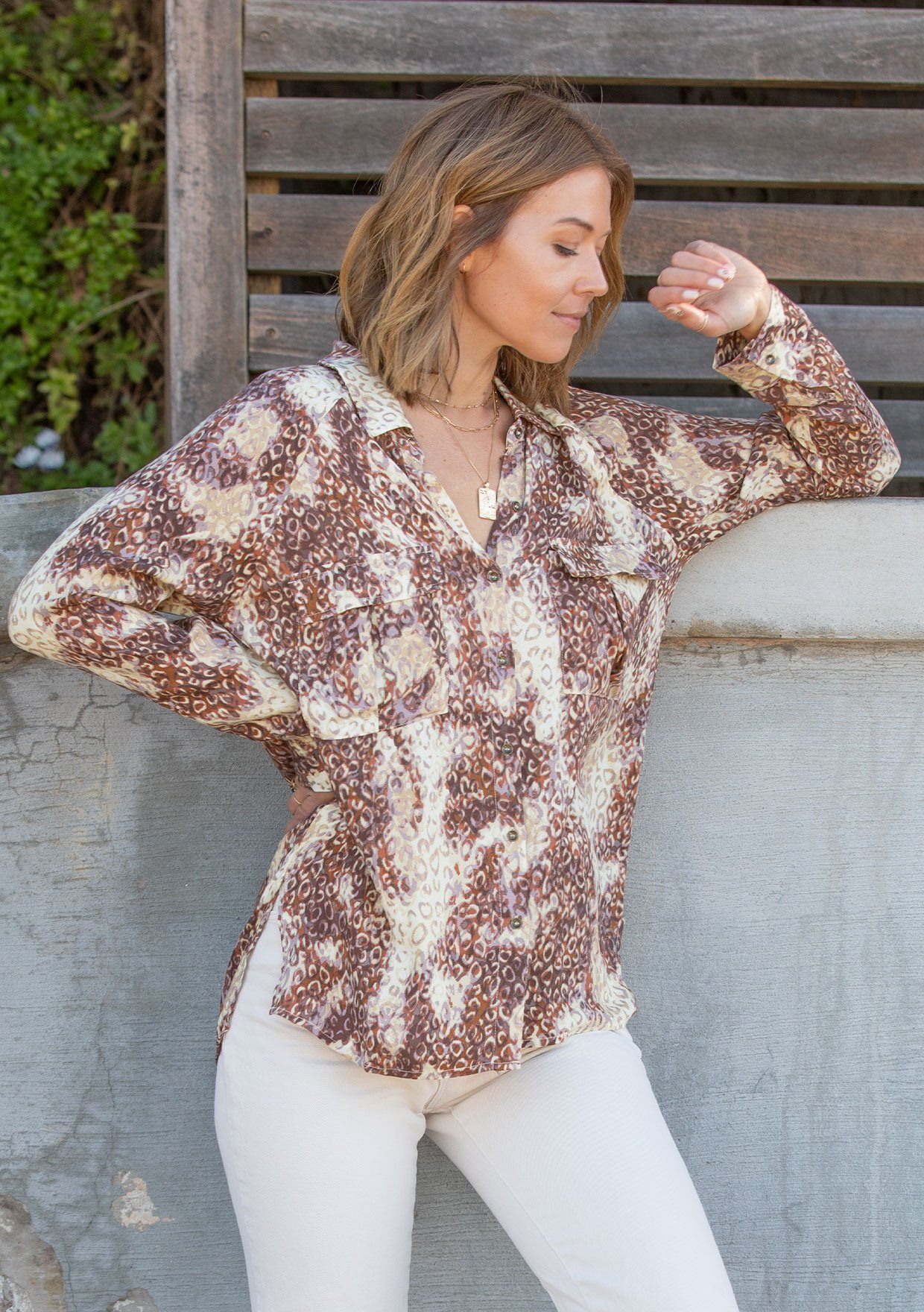 Silky Leopard Print Top