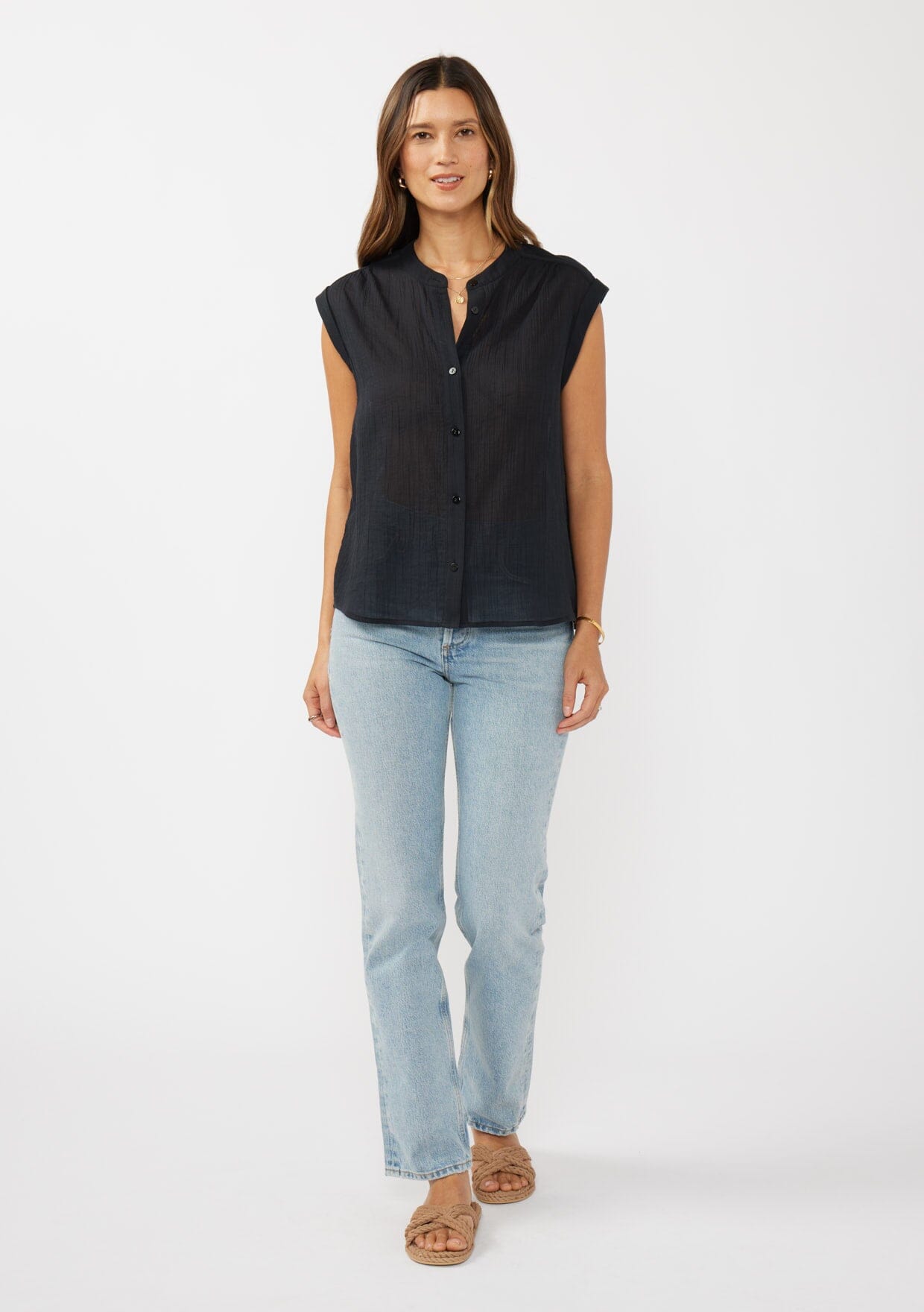 Nina Button Front Top