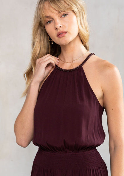 Odessa Beaded Halter Mini Dress