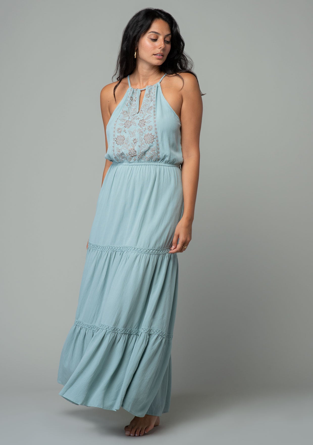 By My Side Embroidered Halter Dress