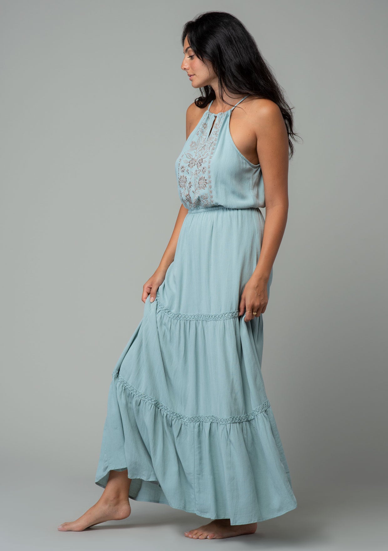 By My Side Embroidered Halter Dress