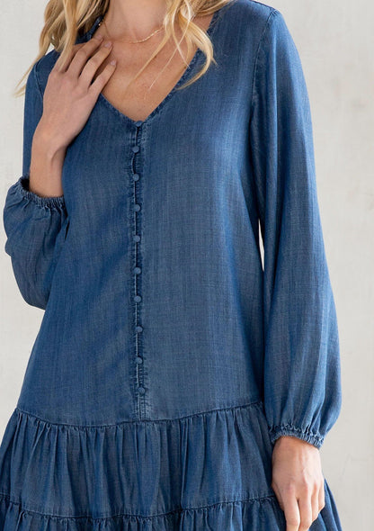 Washed Away Button Front Mini Dress