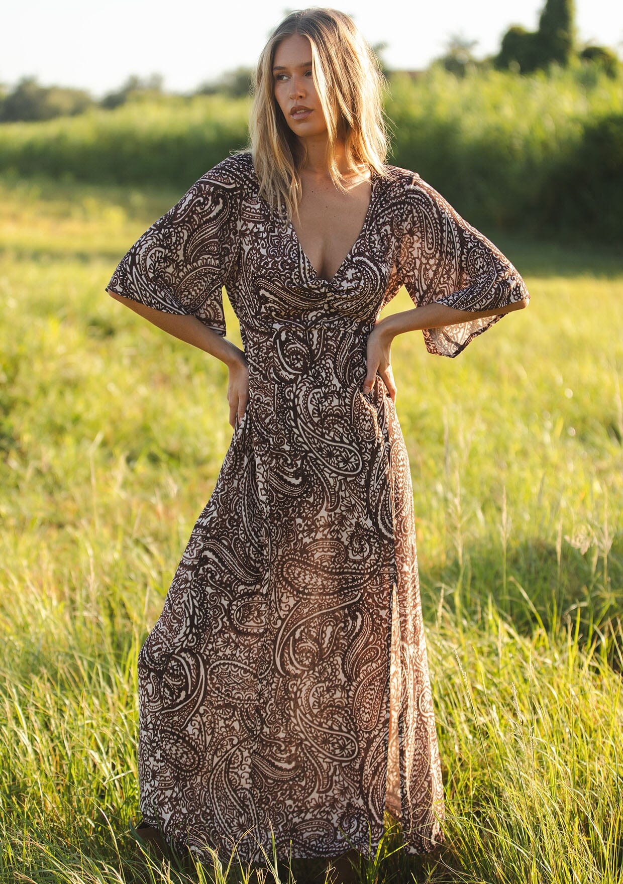 Sandswept Paisley Maxi Dress