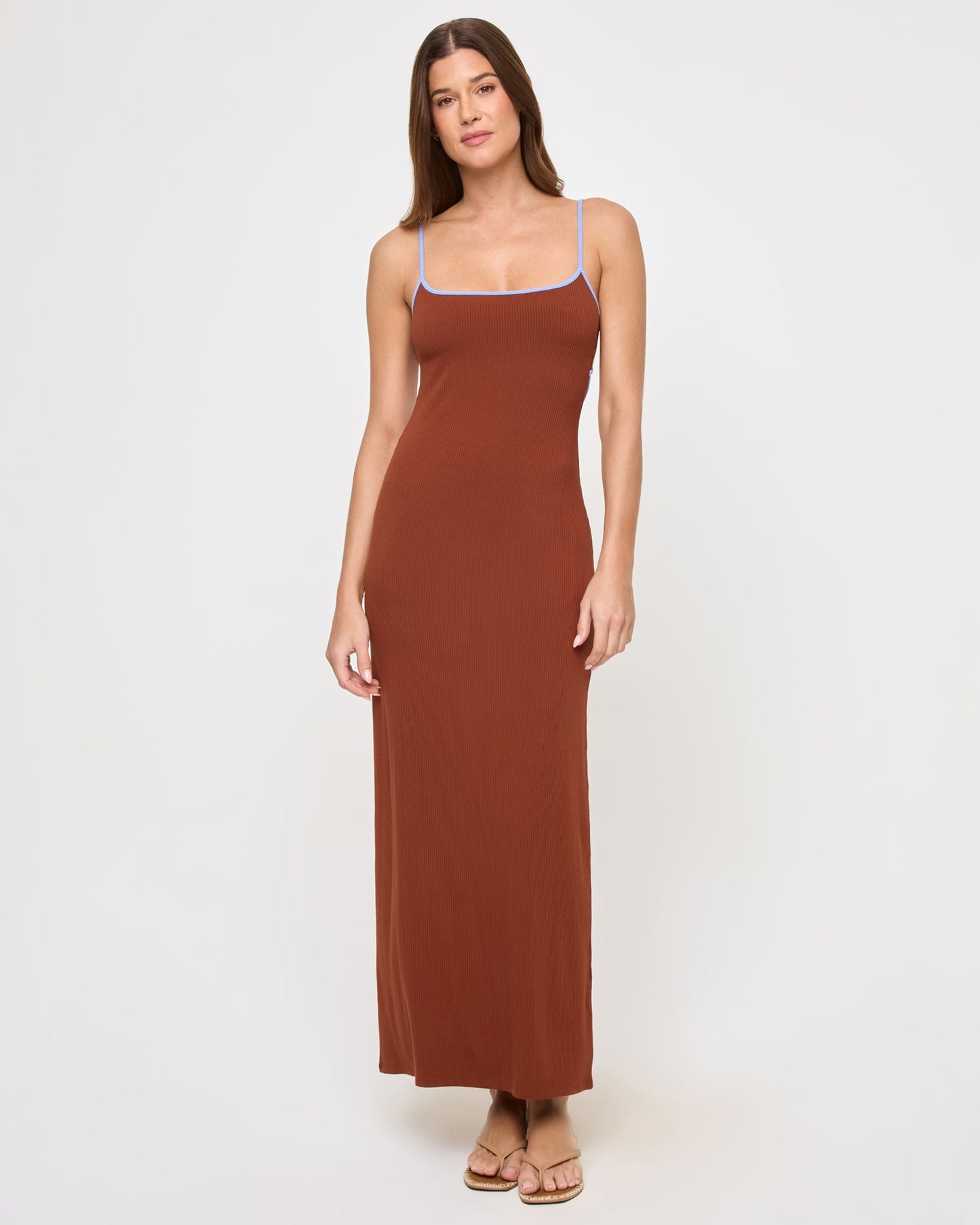 Jordana Dress - Tobacco Peri Blue