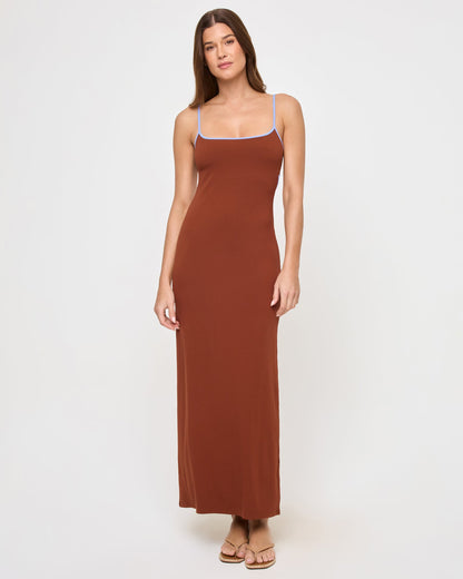 Jordana Dress - Tobacco Peri Blue