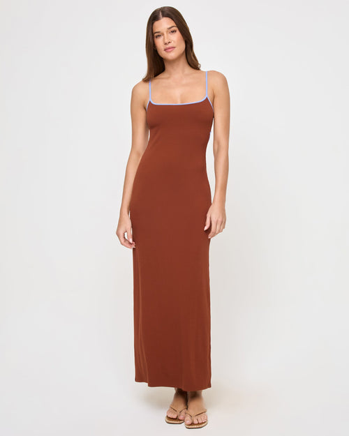 Jordana Dress - Tobacco Peri Blue