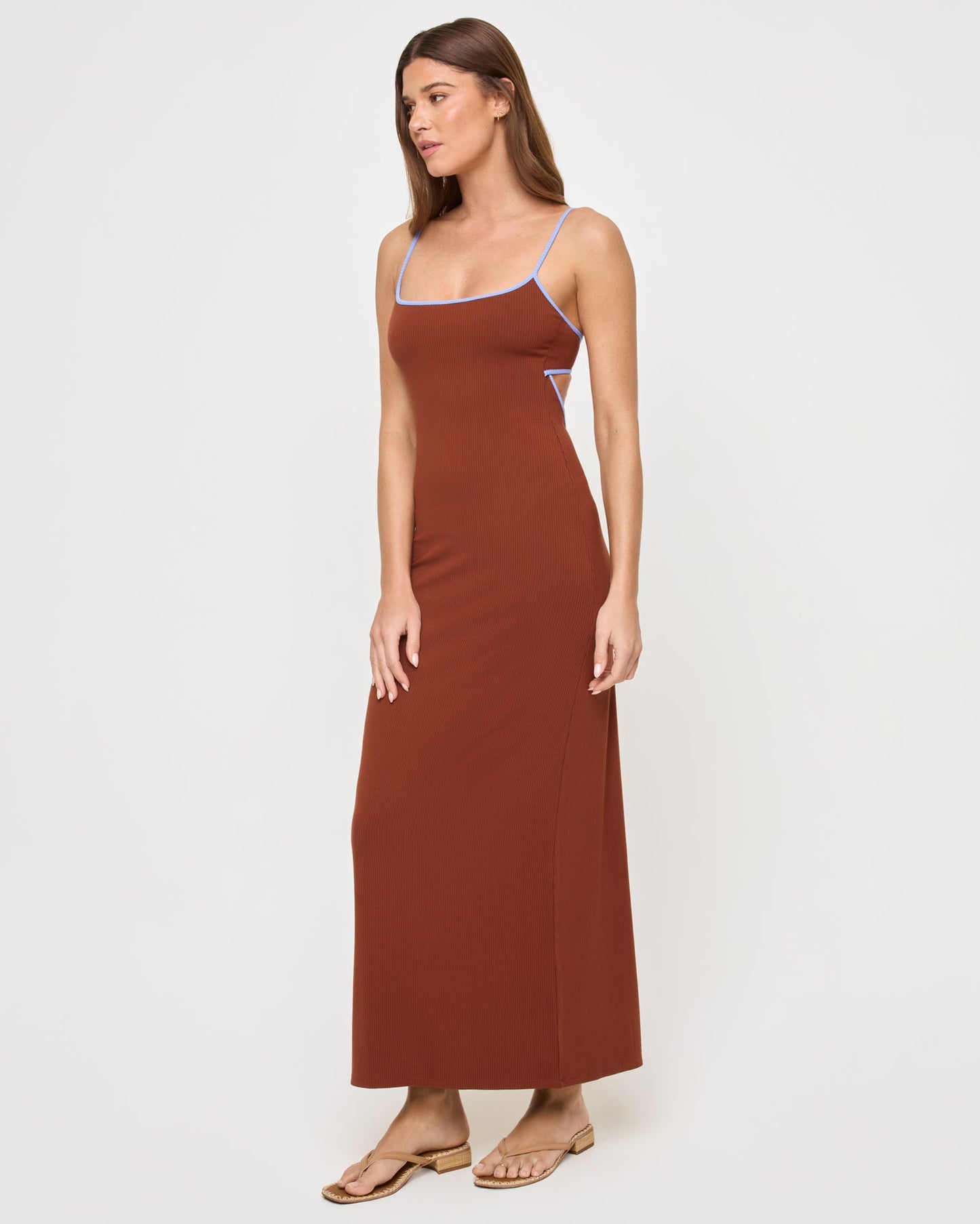 Jordana Dress - Tobacco Peri Blue