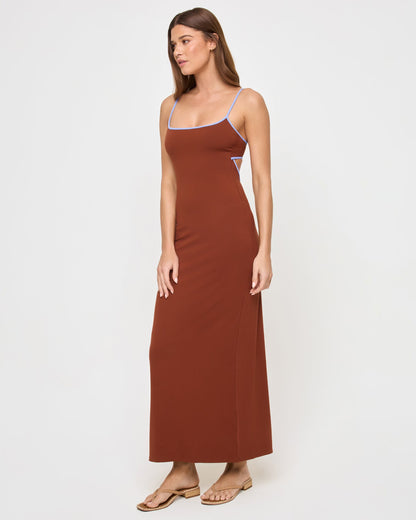 Jordana Dress - Tobacco Peri Blue
