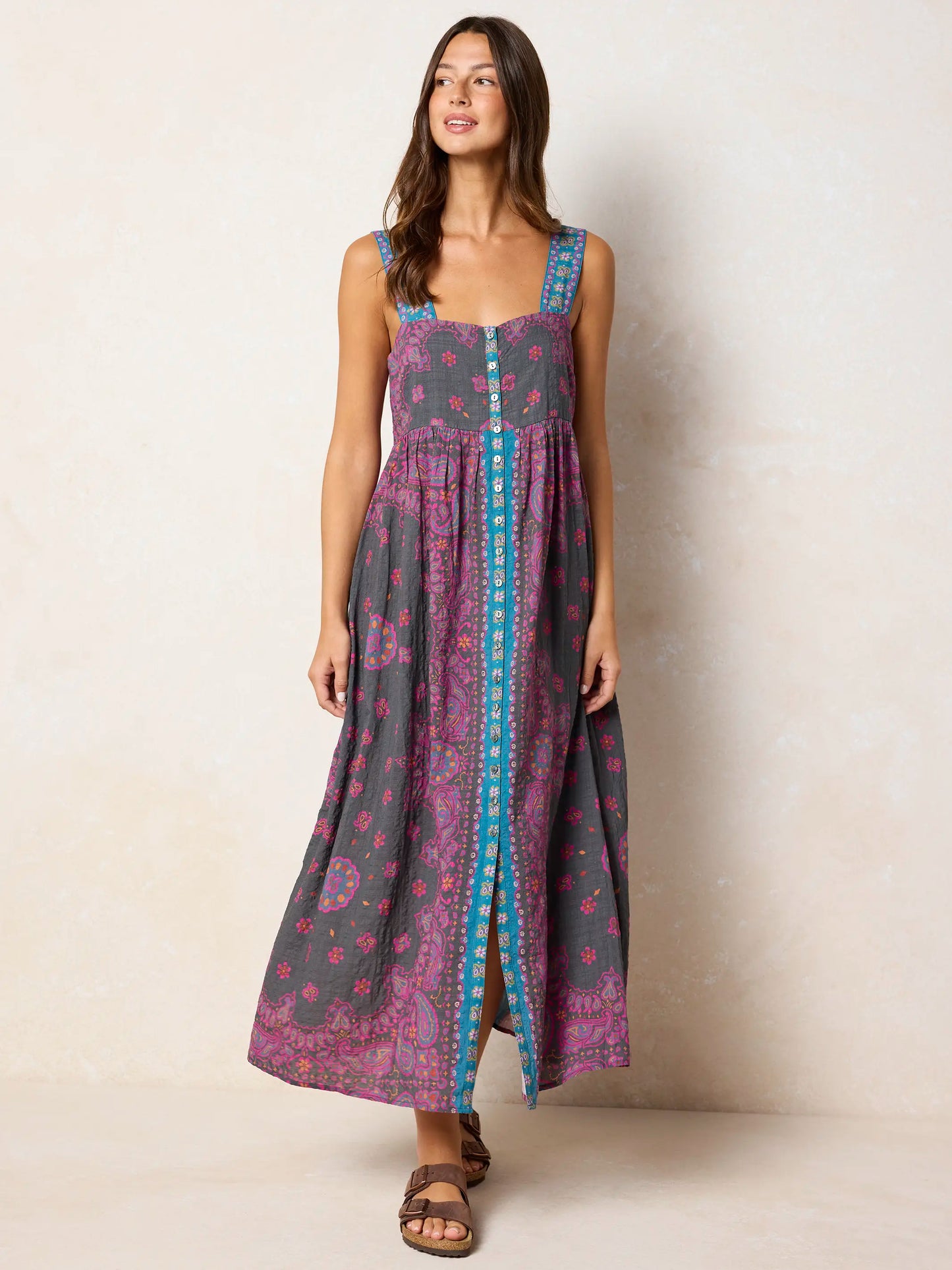 Lucy Maxi Dress - Brimfield Bandana Charcoal