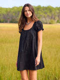 Sweet Nothings Embroidered Cotton Mini Dress - Black
