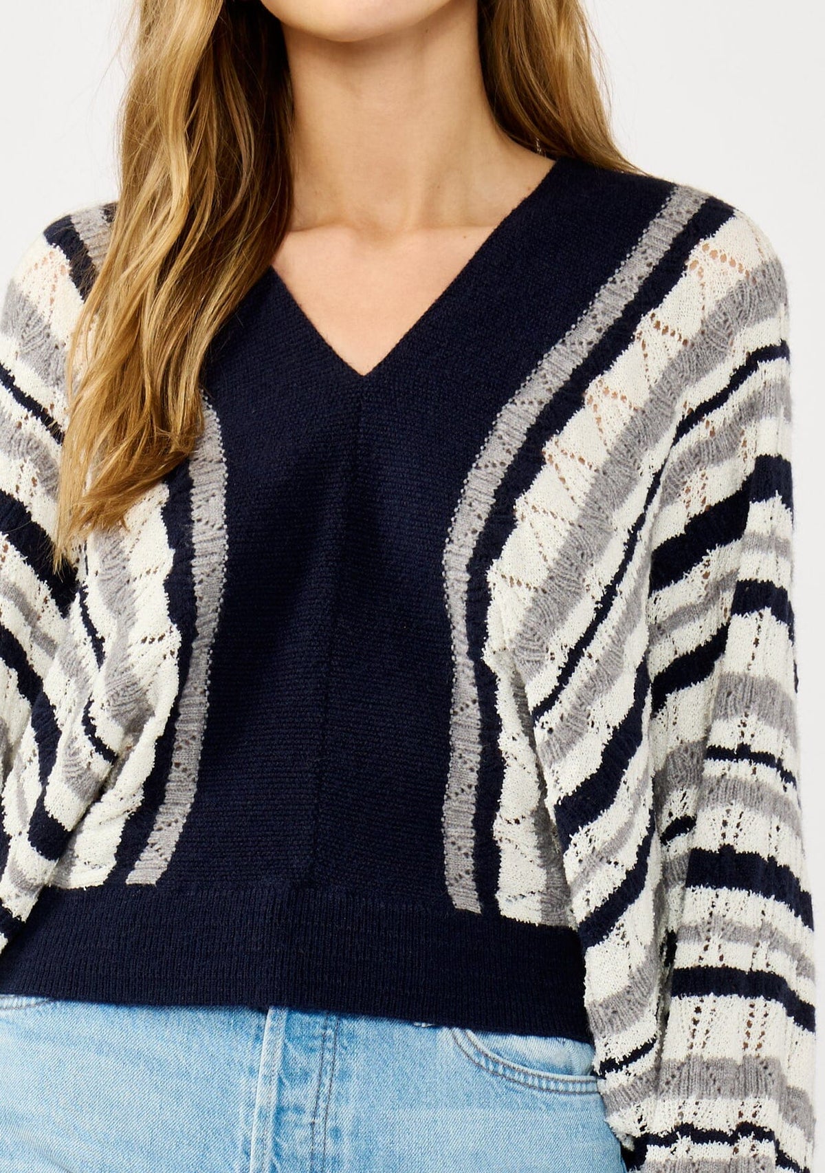 Raylin Striped Pointelle Sweater