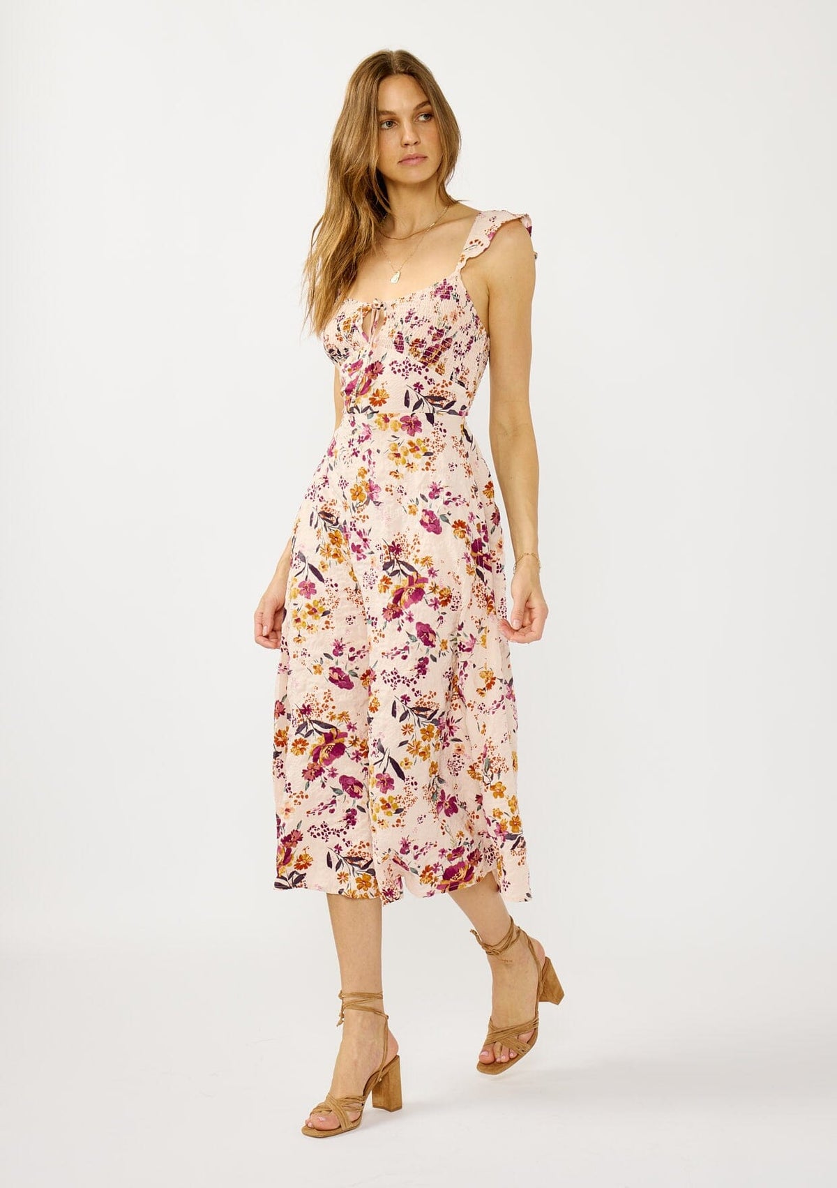 Dusty Blooms Midi Dress