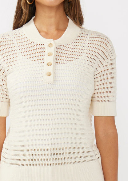 Easy Life Open Knit Henley Top